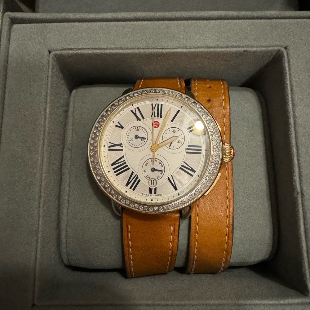 Michele Serein Diamond Two-Tone Gold 40mm Women's Watch Dial